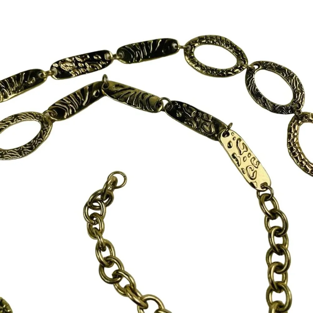 Belly Body Chain Link Belt One Size Retro Gold Tone Vintage Boho Chic 70s u